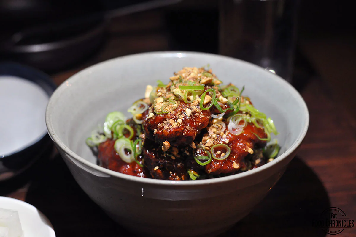 Yangnyum tonk dak: Korean fried chicken wings smothered in BBQ sauce