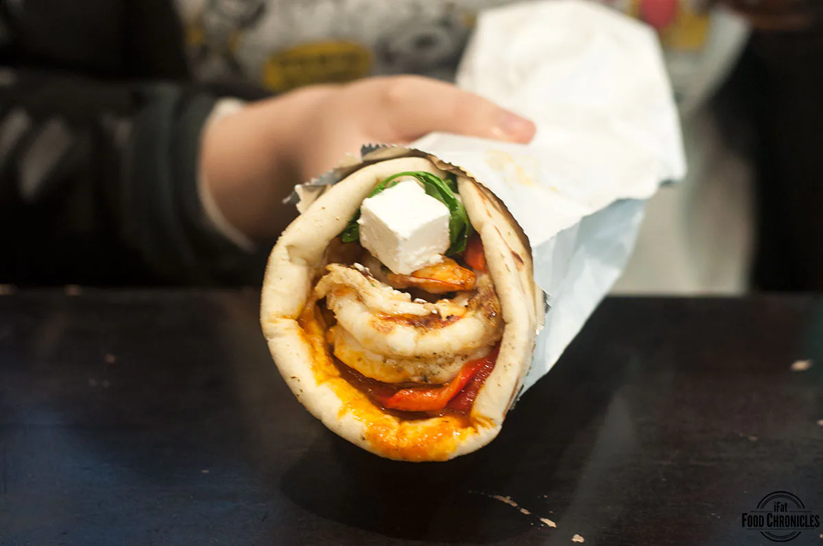 kefi prawn saganaki gyro