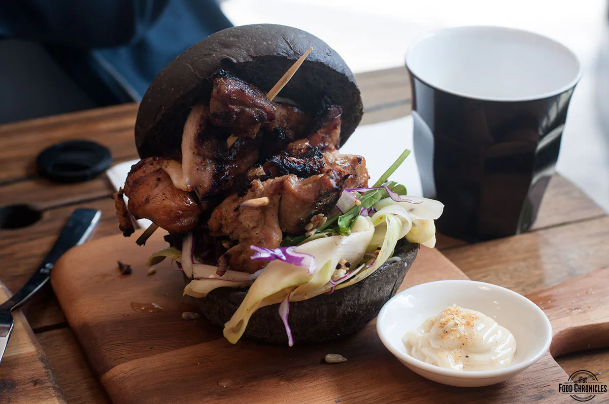white taro chicken burger