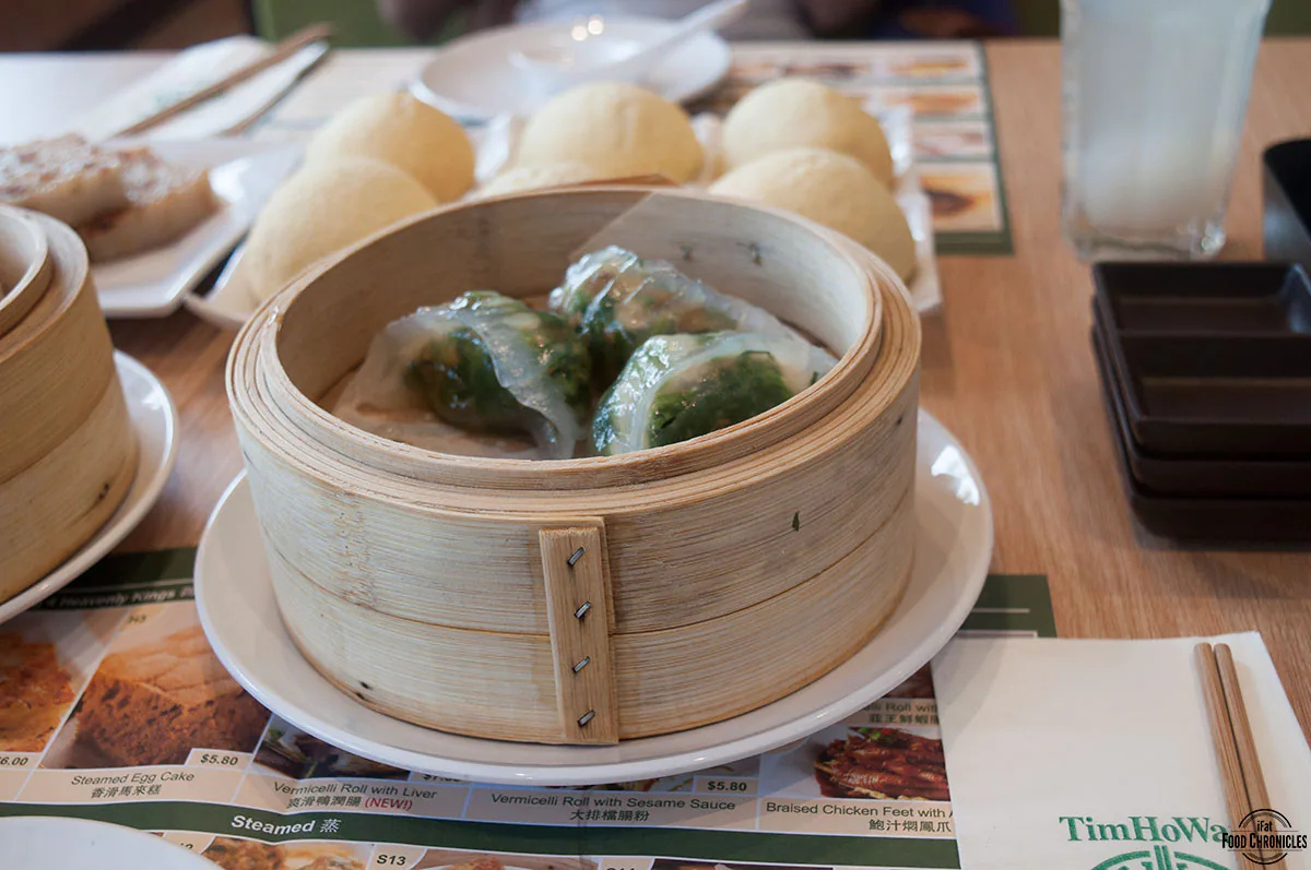 Spinach dumplings with shrimp