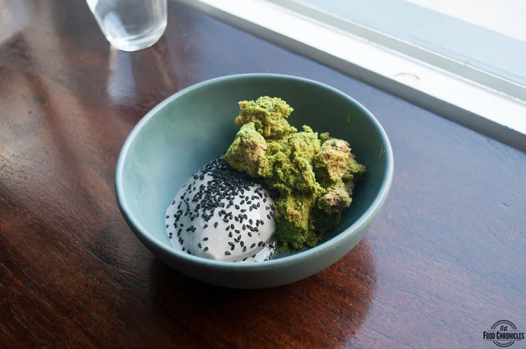 acme black sesame ice cream and matcha cake