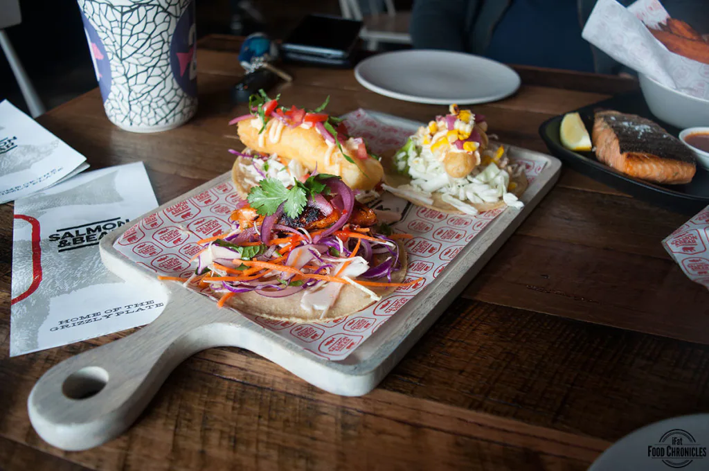 salmon and bear tacos