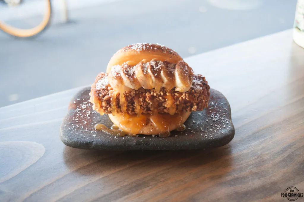 Golden Gaytime Bao with bananas, carmel and a hell of a Gaytime