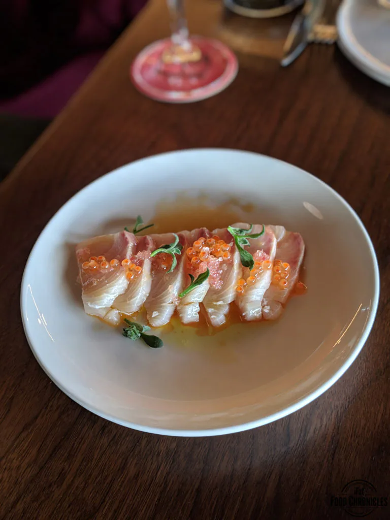 Raw kingfish with finger lime
