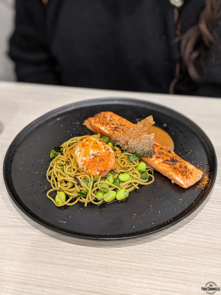 Torched confit alpine king salmon fillet