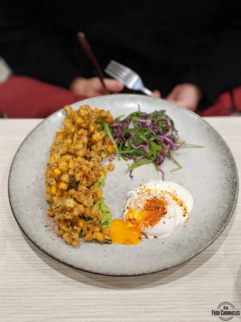 Japanese style corn, zucchini and nori fritters