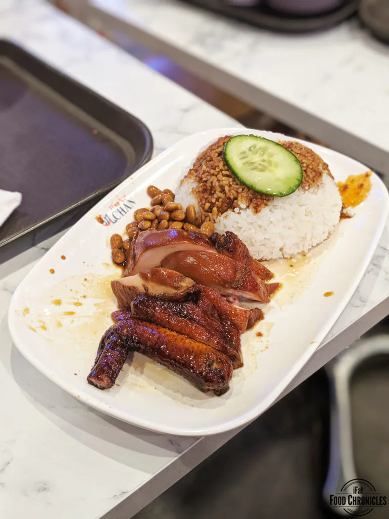 The famous soya sauce chicken with rice from Hawker Chan Melbourne