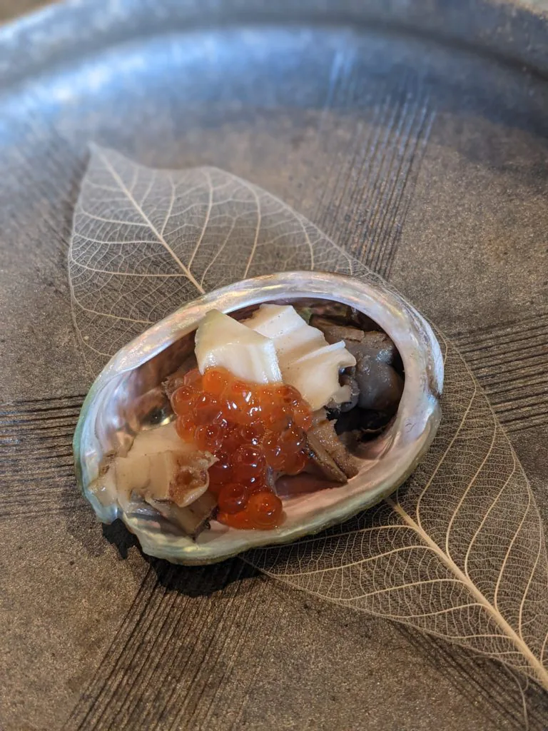 Slow cooked baby abalone
