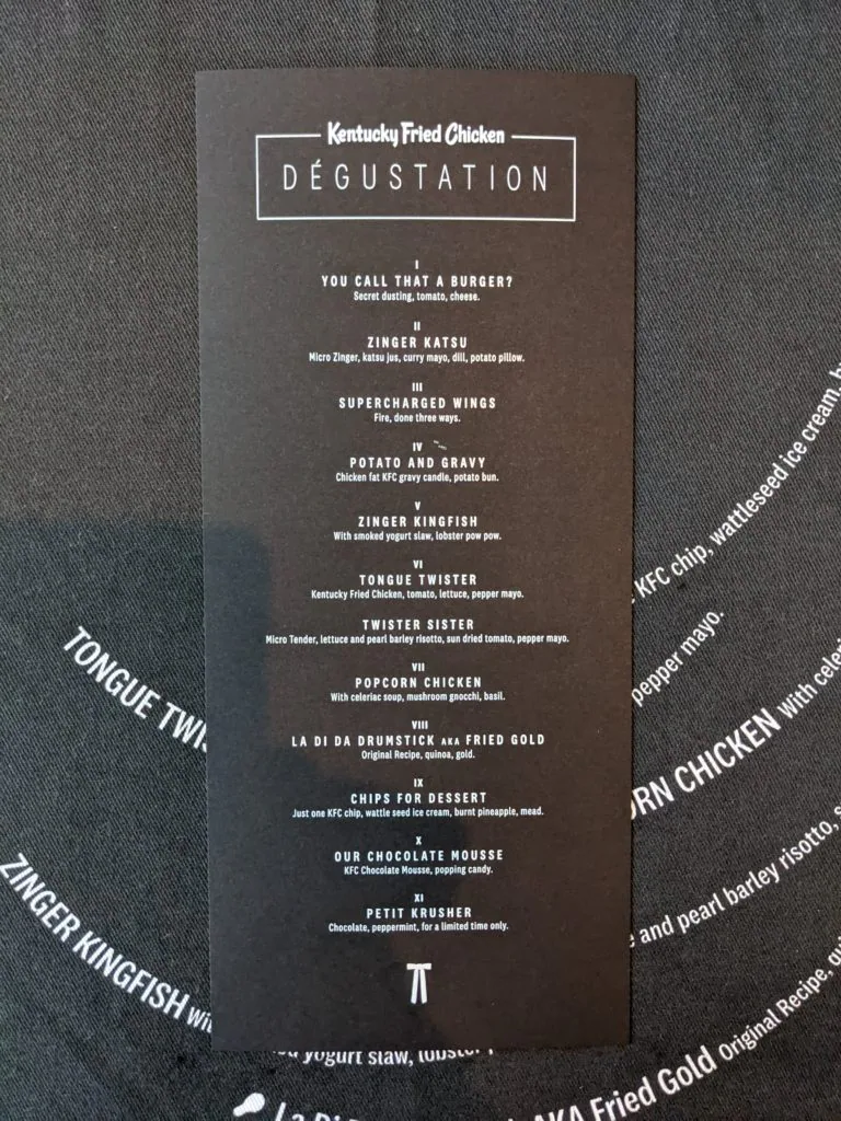 The Full Menu. And yes there are eleven courses.