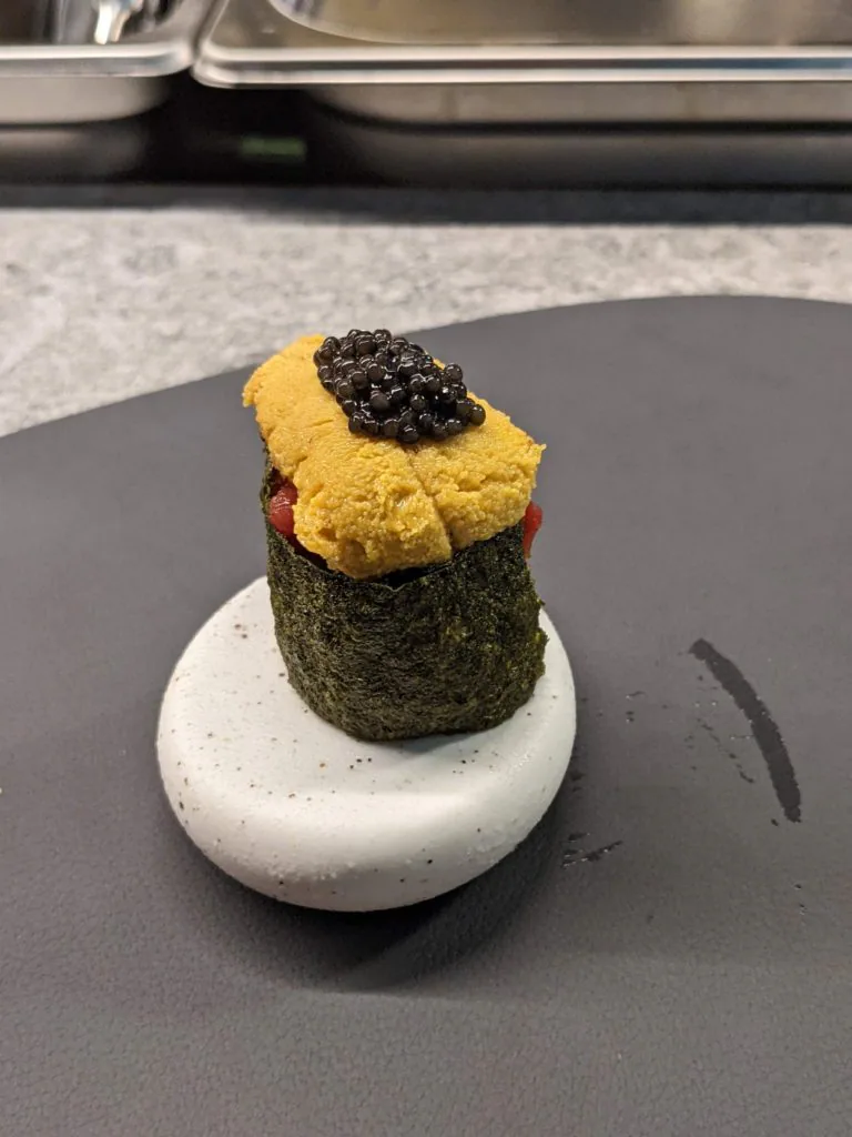 Truffle mash potato, wagyu yukhoe, bugak, uni
