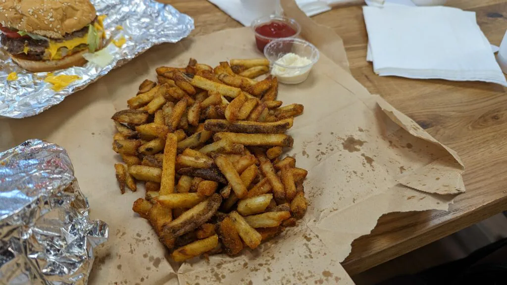 A “small” order of Cajun fries (Cajun is 100% the way to go if you like flavour)