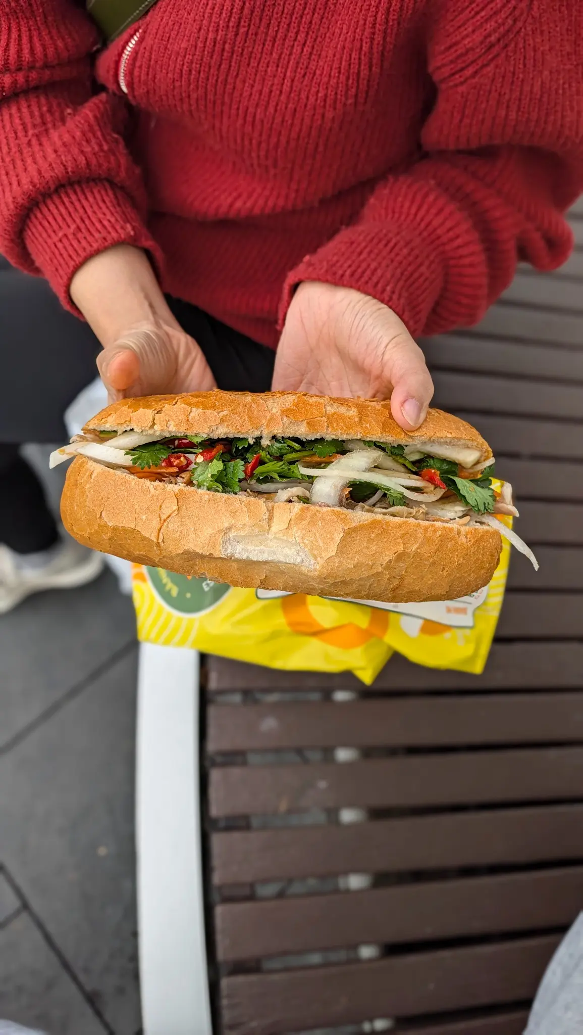Banh Mi Bay Ngo chicken banh mi with pickled carrot, cucumber, coriander and onion