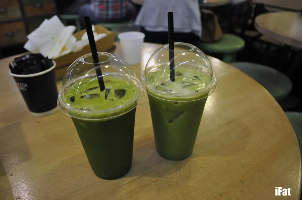 Iced Green Tea and Iced Green Tea Latte. Spot the difference?