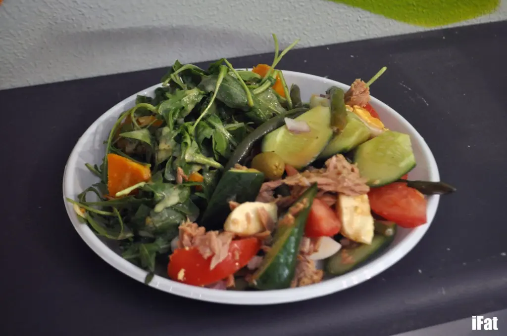 Left: Pumpkin and rocket salad. Right: Chunky tuna salad