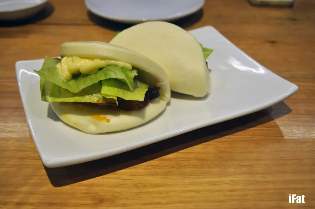 Ippudo pork buns with Japanese mayonnaise and lettuce