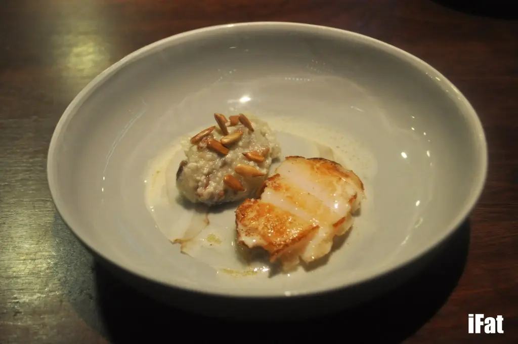Seared abalone, jerusalem artichoke and sunflower seed miso