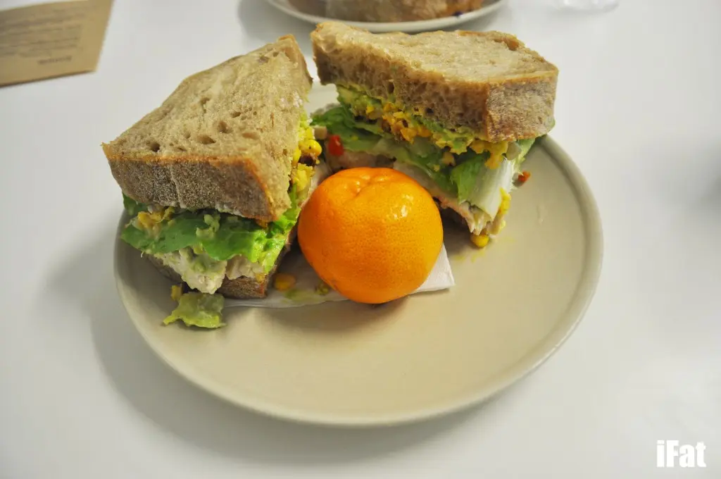 Poached chicken sandwich with