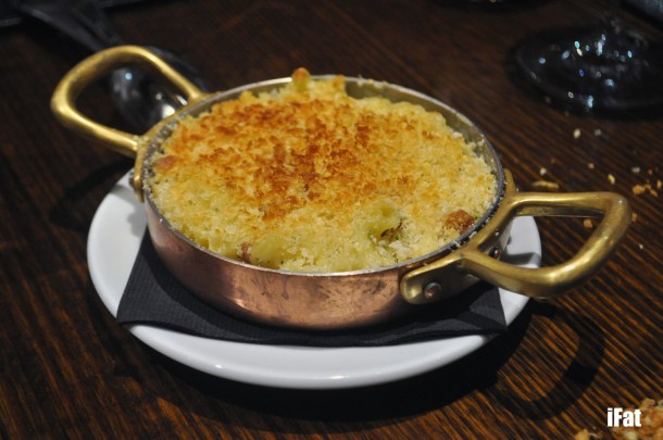 Mac & Cheese with elbow macaroni, three cheese sauce and bacon crumbs