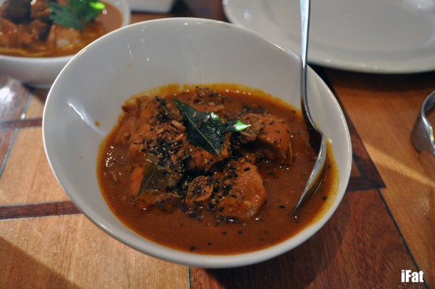 Chicken varutha. A spicy South Indian chicken in a sauce of tomatoes,  tamarind, black pepper, fried cinnamon and star anis.