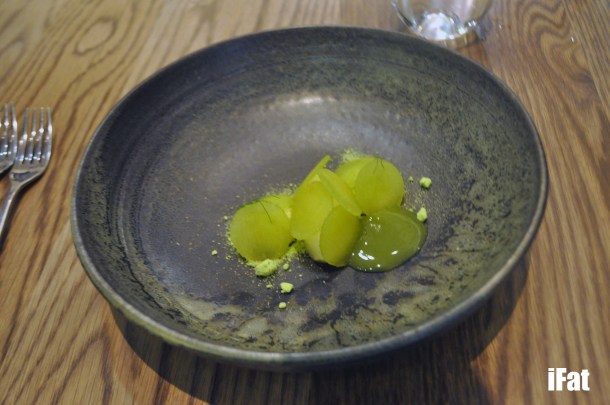 White chocolate, apple sorbet and fennel.